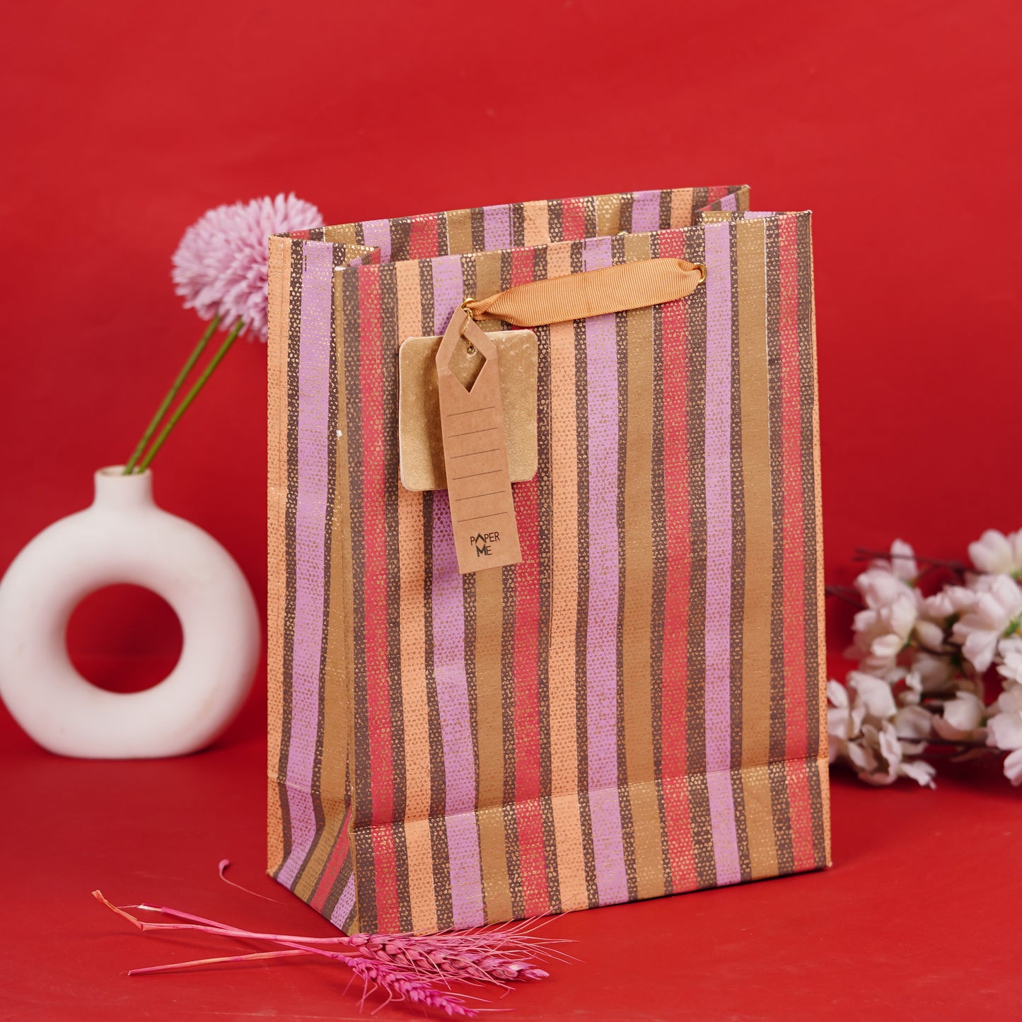 Jamavar Stripe Medium Gift Bag (Set of 3)