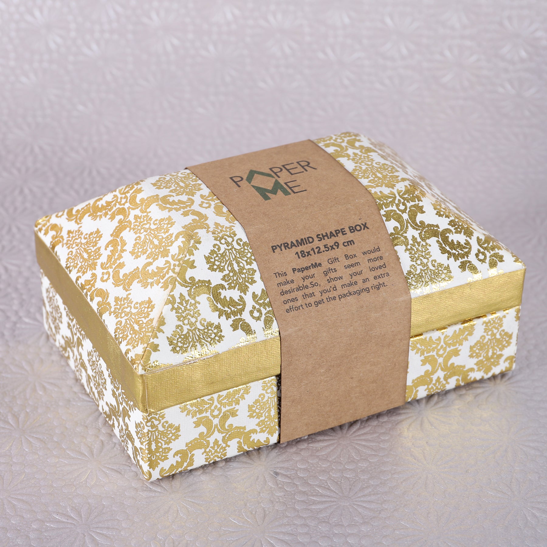 Damask Pyramid Shaped Box