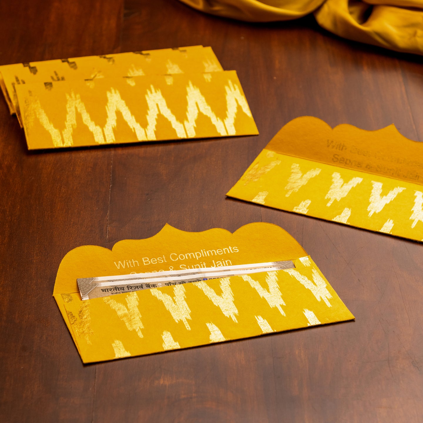 Ikat Yellow Money Envelope (Set of 10)