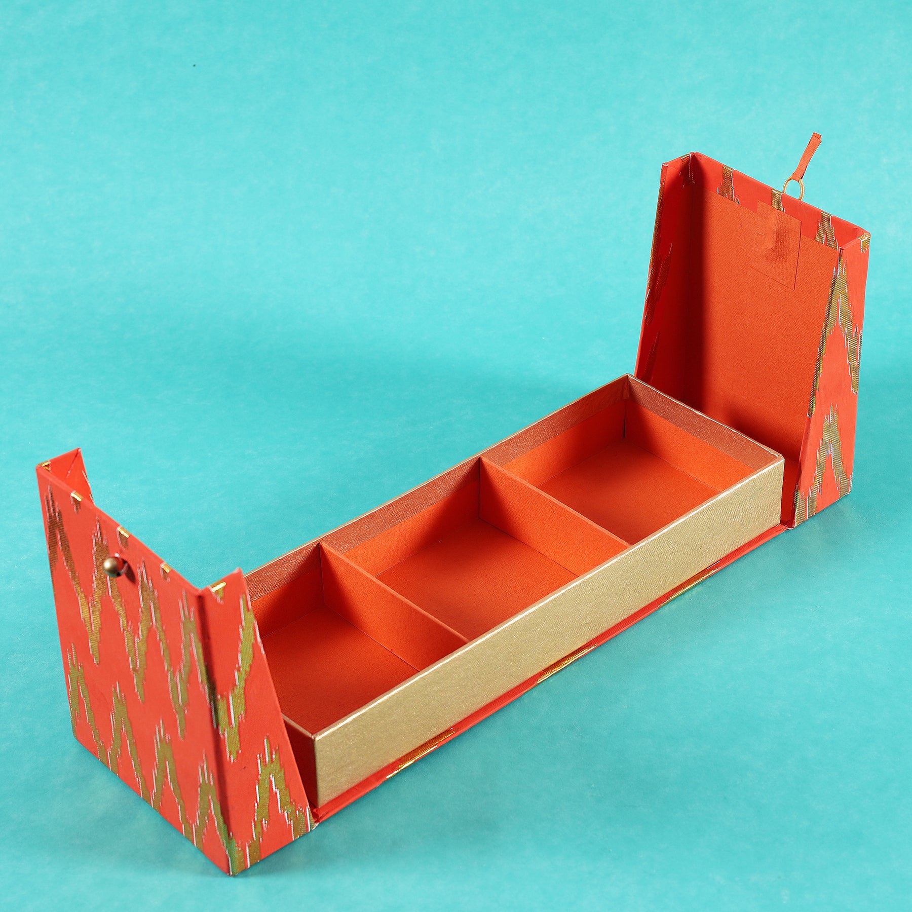 Ikat Orange 3 Partition Box