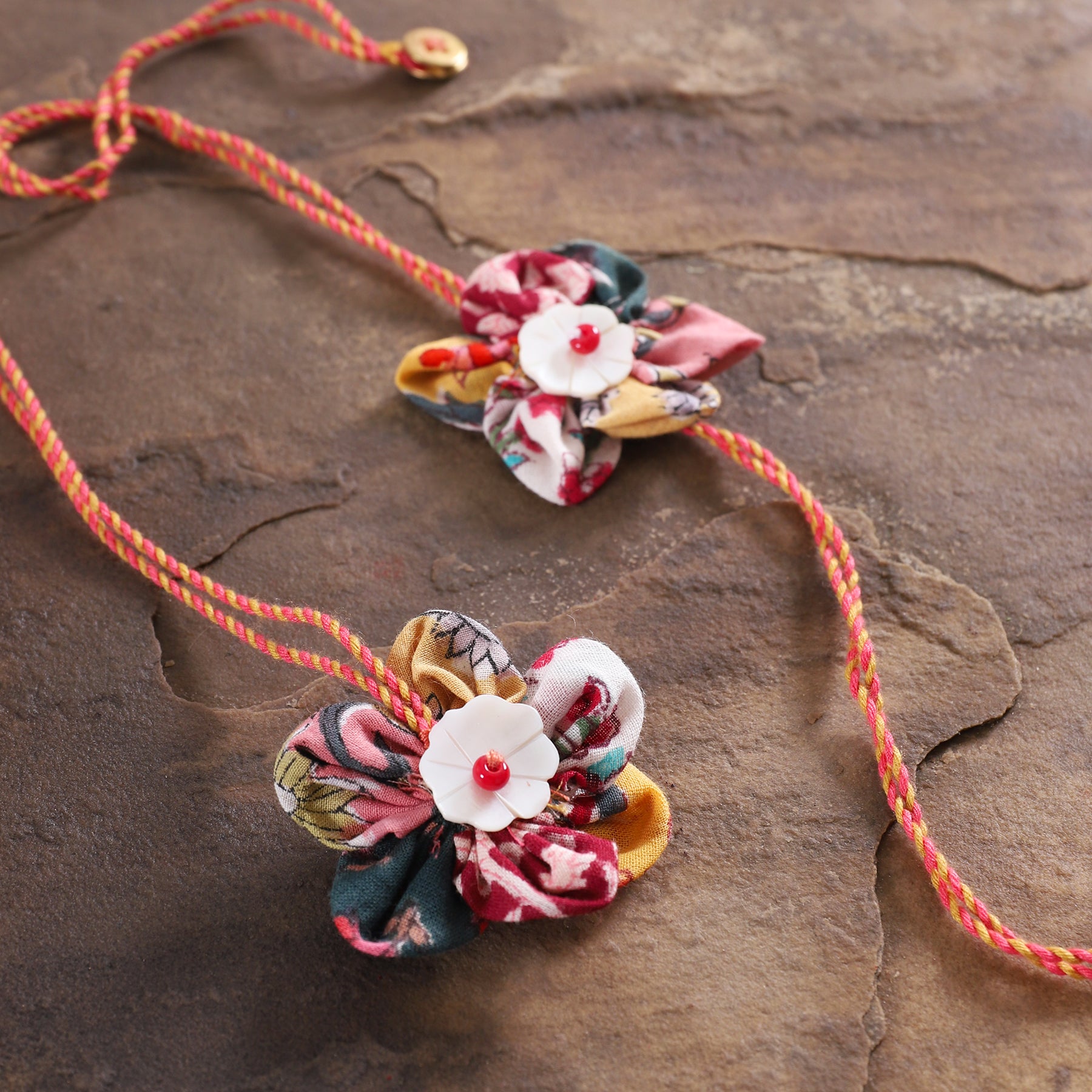 Fabric Flower Rakhi and Lumba
