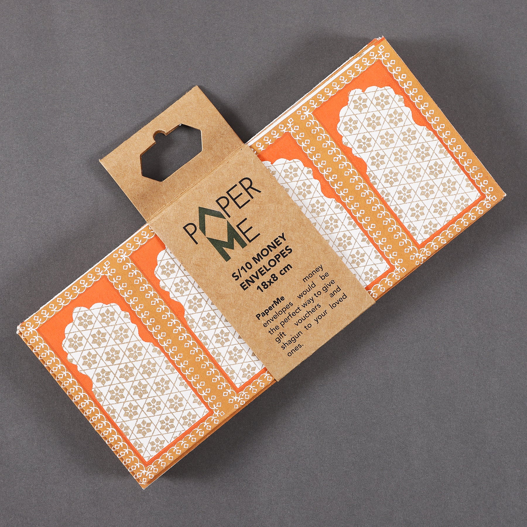Jharokha Orange Money Envelope (Set of 10)