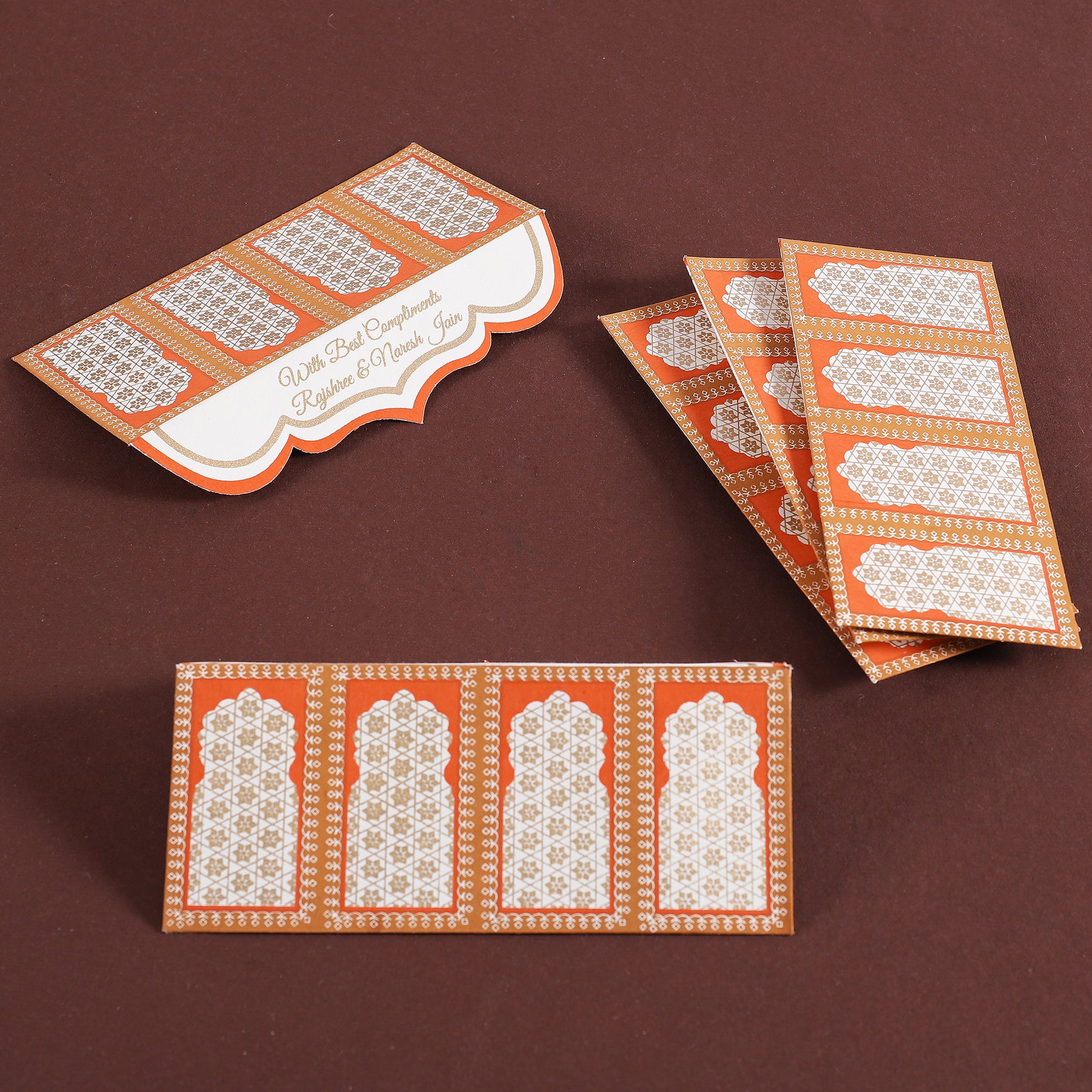 Jharokha Orange Money Envelope (Set of 10)