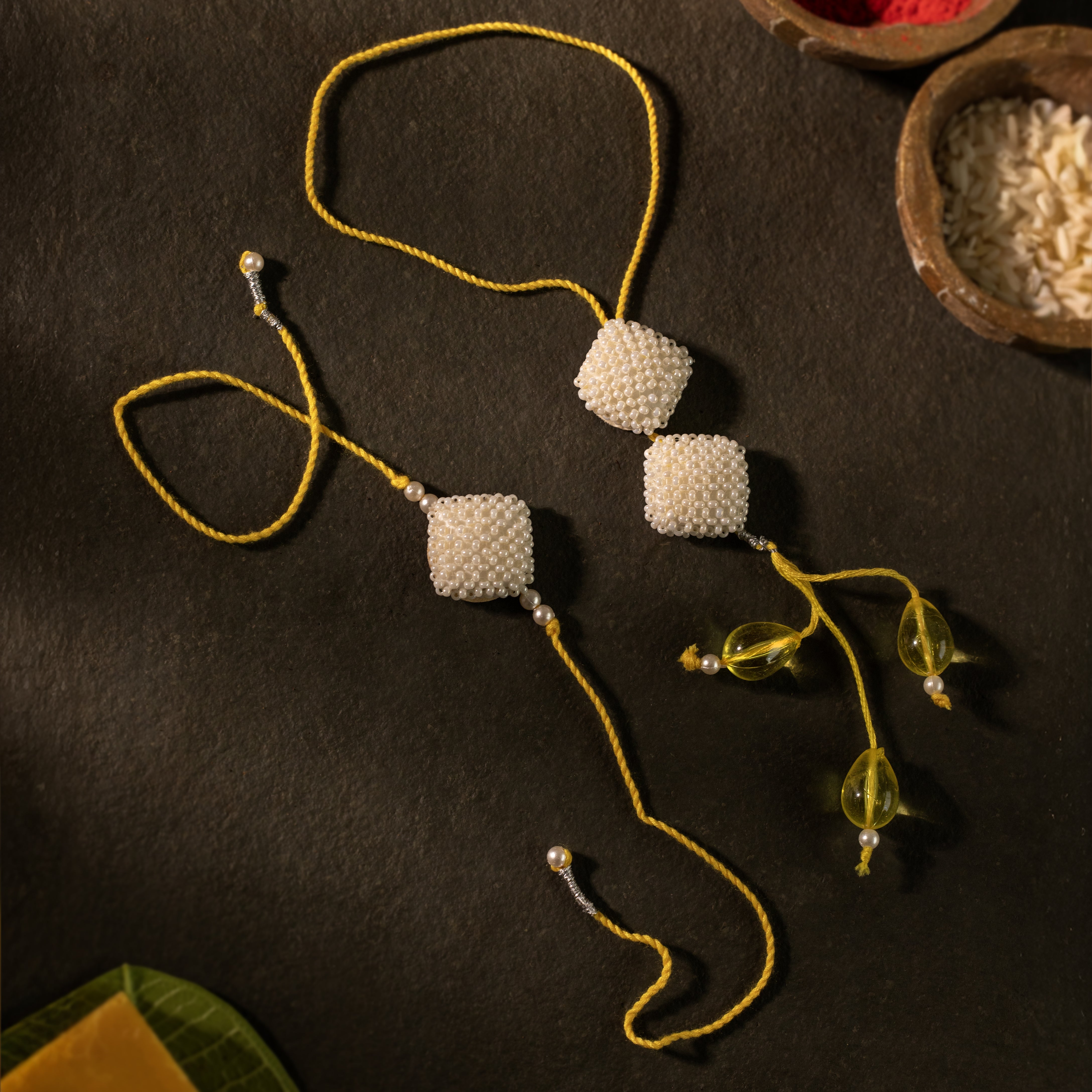 Square Pearls Rakhi and Lumba