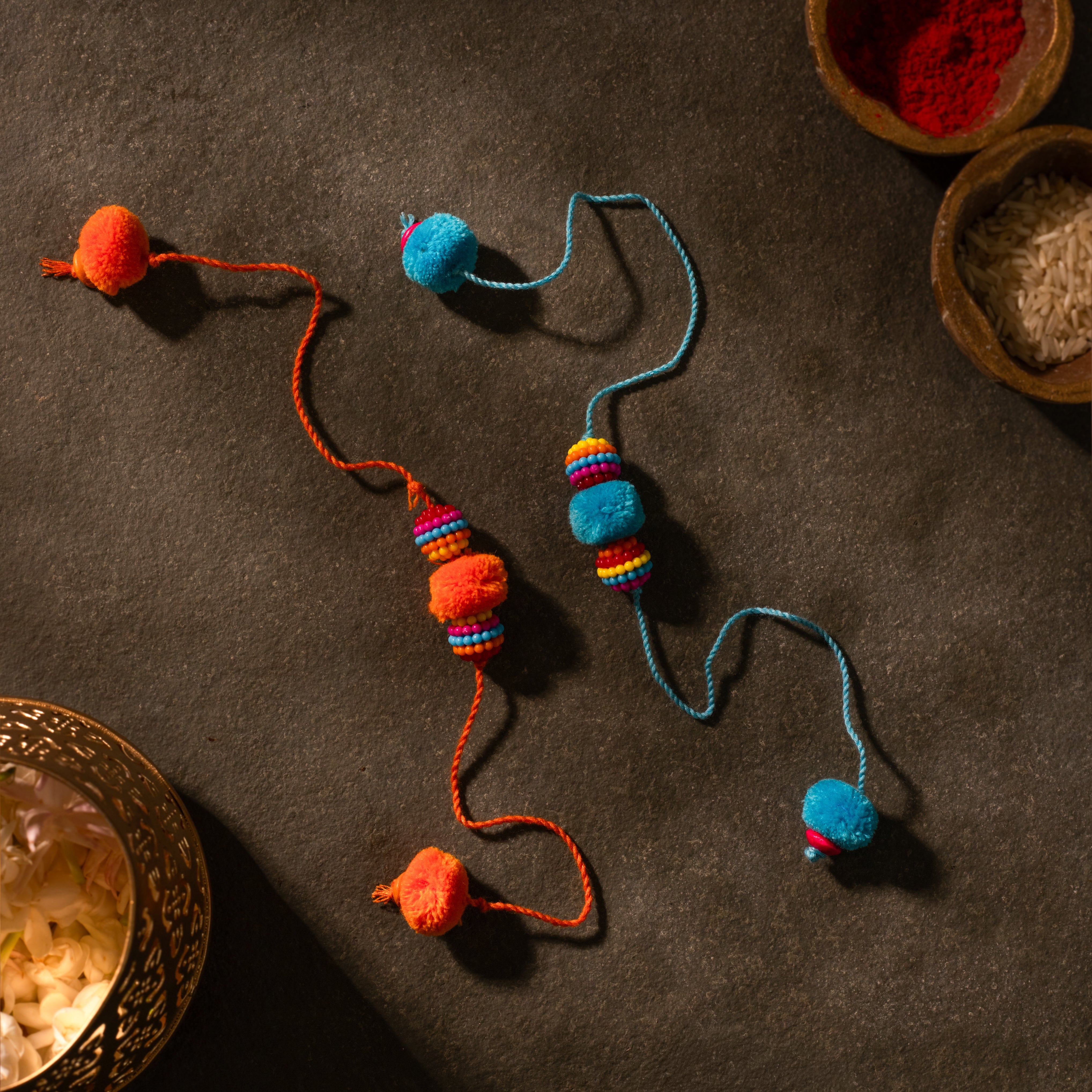Pompom Bead Rakhi (Set of 2)